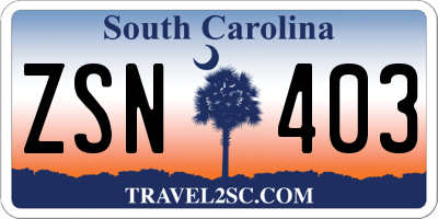 SC license plate ZSN403