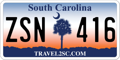 SC license plate ZSN416