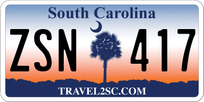 SC license plate ZSN417