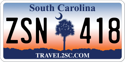 SC license plate ZSN418