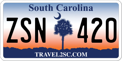 SC license plate ZSN420