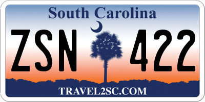 SC license plate ZSN422