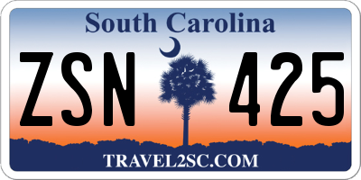 SC license plate ZSN425