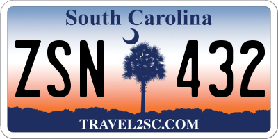 SC license plate ZSN432