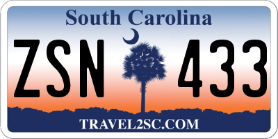 SC license plate ZSN433