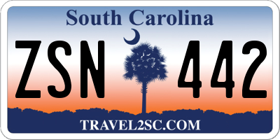SC license plate ZSN442