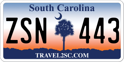 SC license plate ZSN443