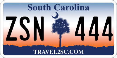 SC license plate ZSN444