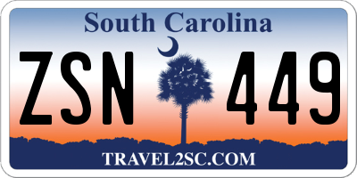 SC license plate ZSN449