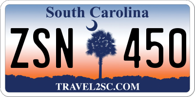 SC license plate ZSN450