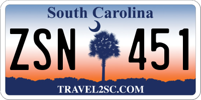 SC license plate ZSN451