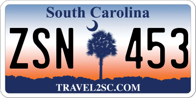 SC license plate ZSN453