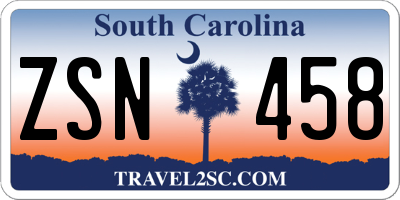 SC license plate ZSN458