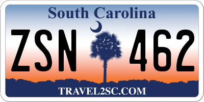 SC license plate ZSN462
