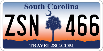 SC license plate ZSN466
