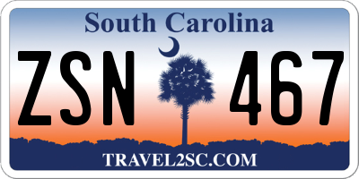 SC license plate ZSN467