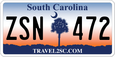 SC license plate ZSN472