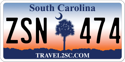 SC license plate ZSN474