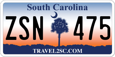 SC license plate ZSN475
