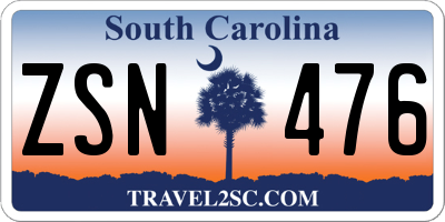 SC license plate ZSN476