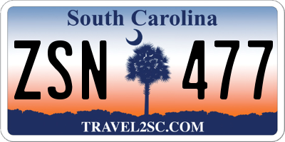 SC license plate ZSN477
