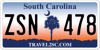 SC license plate ZSN478