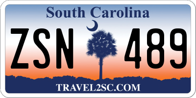 SC license plate ZSN489