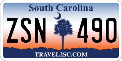 SC license plate ZSN490