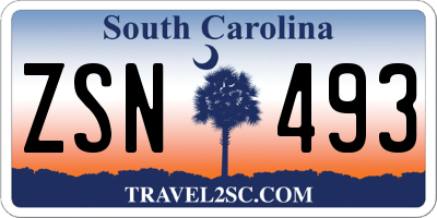 SC license plate ZSN493