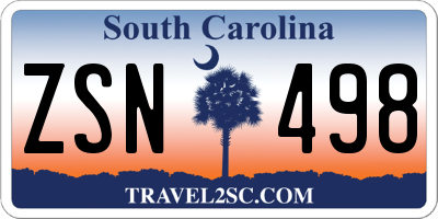 SC license plate ZSN498