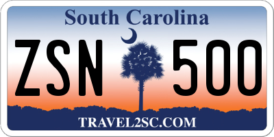 SC license plate ZSN500