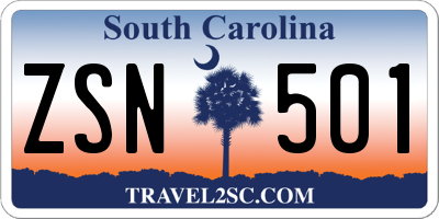 SC license plate ZSN501