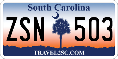 SC license plate ZSN503