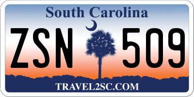 SC license plate ZSN509