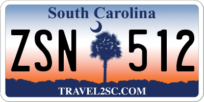 SC license plate ZSN512