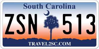 SC license plate ZSN513