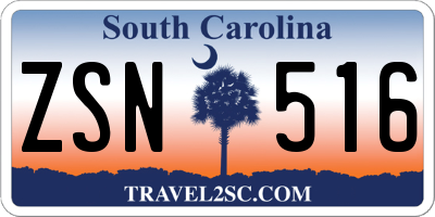 SC license plate ZSN516
