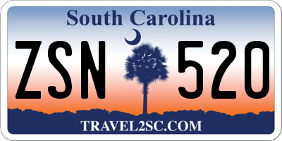 SC license plate ZSN520