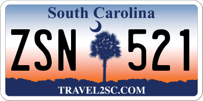 SC license plate ZSN521