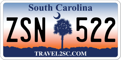 SC license plate ZSN522