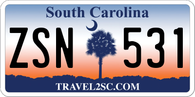 SC license plate ZSN531