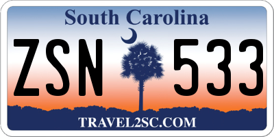 SC license plate ZSN533