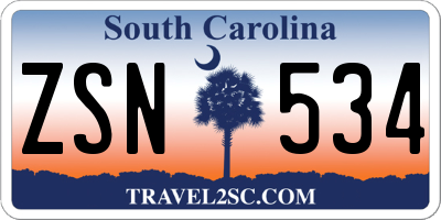 SC license plate ZSN534