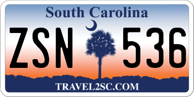 SC license plate ZSN536