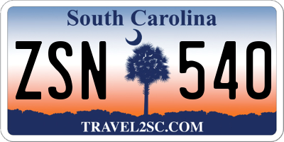 SC license plate ZSN540