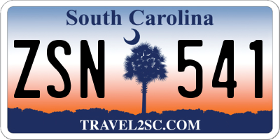 SC license plate ZSN541