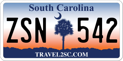SC license plate ZSN542