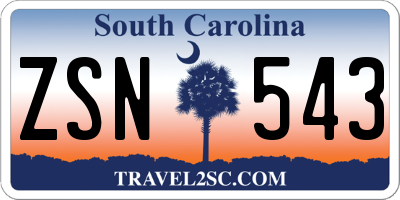 SC license plate ZSN543