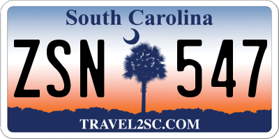 SC license plate ZSN547