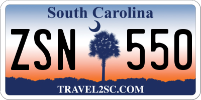SC license plate ZSN550